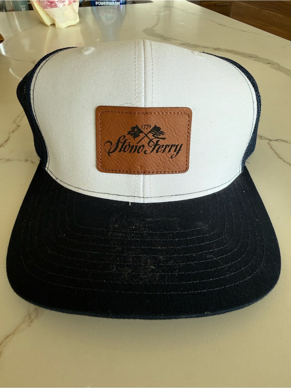 Two-Tone White and Navy Stonl Ferry Cap